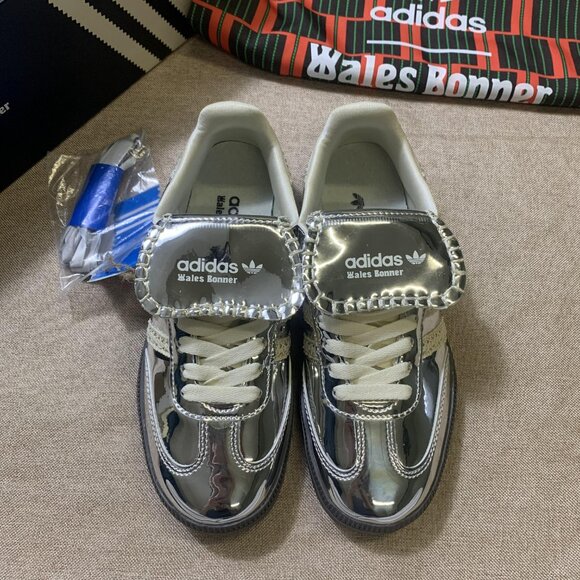 New Adidas Samba x Wales Bonner Silver Metallic Women Sneaker - Picture 5 of 8